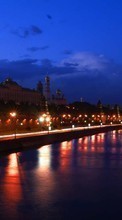 Landscape, Cities, Rivers, Night, Moskow for Sony Ericsson Xperia PLAY