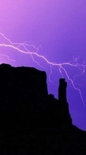 New mobile wallpapers - free download. Mountains, Lightning, Night, Landscape picture and image for mobile phones.