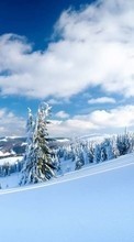 New mobile wallpapers - free download. Mountains, Sky, Clouds, Landscape, Snow, Winter picture and image for mobile phones.