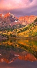New 240x400 mobile wallpapers Landscape, Water, Sky, Mountains, Autumn free download.