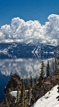 New mobile wallpapers - free download. Mountains, Clouds, Lakes, Landscape, Snow picture and image for mobile phones.