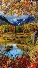 New mobile wallpapers - free download. Mountains,Autumn,Landscape,Rivers picture and image for mobile phones.