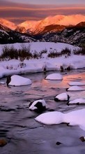 New 128x160 mobile wallpapers Landscape, Winter, Rivers, Mountains free download.