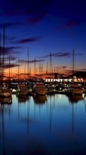 New mobile wallpapers - free download. Yachts, Sea, Night, Landscape picture and image for mobile phones.