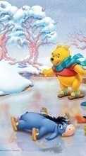 New 1080x1920 mobile wallpapers Cartoon, Winter, ice, Snow, Drawings, Winnie the Pooh free download.