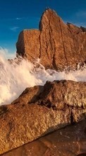 Stones, Sea, Landscape, Waves for HTC Desire 300