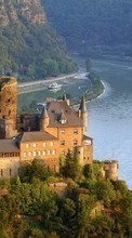 New 320x480 mobile wallpapers Landscape, Rivers, Ships, Castles free download.