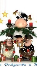 New mobile wallpapers - free download. Holidays, New Year, Christmas, Xmas, Cows picture and image for mobile phones.