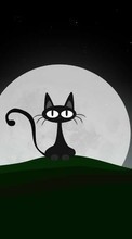 New mobile wallpapers - free download. Cats, Moon, Drawings picture and image for mobile phones.