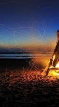 New mobile wallpapers - free download. Bonfire, Night, Fire, Landscape, Sand picture and image for mobile phones.