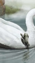 New 1024x600 mobile wallpapers Animals, Birds, Swans, Drawings free download.