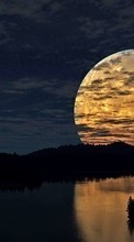 New mobile wallpapers - free download. Moon, Night, Landscape, Rivers picture and image for mobile phones.