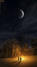 New mobile wallpapers - free download. Landscape, Fire, Moon picture and image for mobile phones.