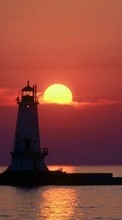 New mobile wallpapers - free download. Lighthouses,Landscape,Sunset picture and image for mobile phones.