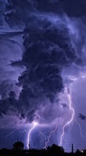 New mobile wallpapers - free download. Lightning, Sky, Night, Clouds, Landscape picture and image for mobile phones.
