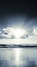 New mobile wallpapers - free download. Sea, Clouds, Landscape, Sun, Waves picture and image for mobile phones.