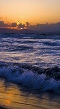 New mobile wallpapers - free download. Sea,Landscape,Waves,Sunset picture and image for mobile phones.