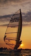 New mobile wallpapers - free download. Sport, Sunset, Sea, Windsurfing picture and image for mobile phones.
