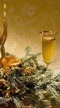New mobile wallpapers - free download. Drinks, Still life, New Year, Holidays, Candles, Vine picture and image for mobile phones.