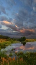 Sky, Clouds, Landscape, Fields, Rivers for HTC Desire