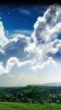 New mobile wallpapers - free download. Sky, Clouds, Landscape, Fields, Stars picture and image for mobile phones.