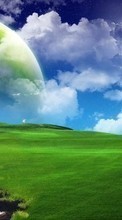 New mobile wallpapers - free download. Landscape, Grass, Sky, Planets picture and image for mobile phones.