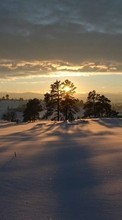 New 320x480 mobile wallpapers Landscape, Winter, Sunset, Sky, Snow free download.