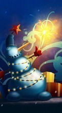 New mobile wallpapers - free download. Snowman, New Year, Holidays, Pictures, Christmas, Xmas picture and image for mobile phones.