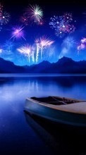 New mobile wallpapers - free download. Night, Landscape, Salute, Water picture and image for mobile phones.