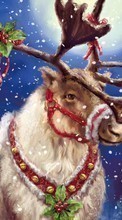 New mobile wallpapers - free download. Deers, Holidays, Pictures, Christmas, Xmas, Snow, Animals picture and image for mobile phones.