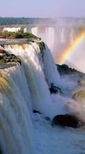 New mobile wallpapers - free download. Landscape, Water, Waterfalls, Rainbow picture and image for mobile phones.