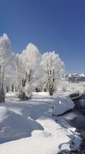 New 1024x768 mobile wallpapers Landscape, Rivers, Snow, Water, Winter free download.