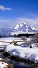 New mobile wallpapers - free download. Landscape, Rivers, Snow, Winter picture and image for mobile phones.