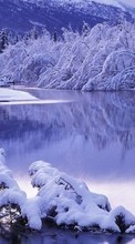 New mobile wallpapers - free download. Landscape, Winter, Water, Rivers picture and image for mobile phones.