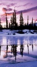 New mobile wallpapers - free download. Landscape, Snow, Sunset, Winter picture and image for mobile phones.