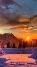 New mobile wallpapers - free download. Landscape,Snow,Sunset,Winter picture and image for mobile phones.