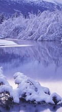 New 1024x600 mobile wallpapers Landscape, Winter, Rivers free download.