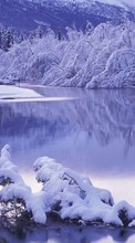 New mobile wallpapers - free download. Landscape, Winter, Rivers, Snow picture and image for mobile phones.