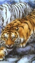 New mobile wallpapers - free download. Animals, Tigers, Drawings picture and image for mobile phones.