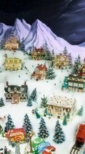 New mobile wallpapers - free download. Cities, Winter, Houses, Drawings picture and image for mobile phones.