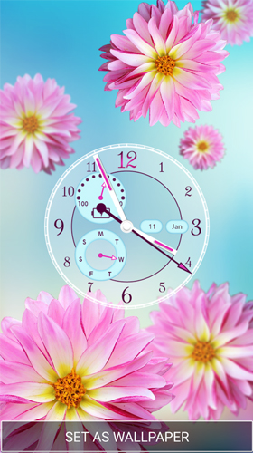 Download Flower clock by Thalia Spiele und Anwendungen free Flowers livewallpaper for Android phone and tablet.