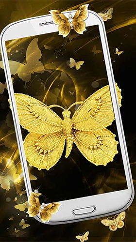Download livewallpaper Gold butterfly for Android.