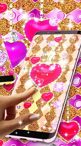 Download Golden luxury diamond hearts free Background livewallpaper for Android phone and tablet.