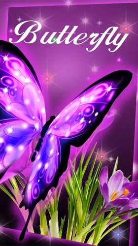 Download livewallpaper Neon butterfly 3D for Android.