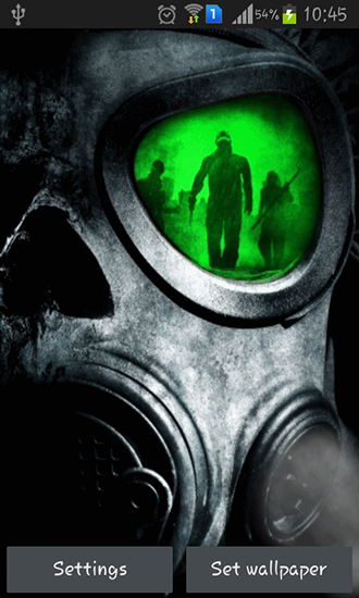 Download livewallpaper Army: Gas mask for Android.