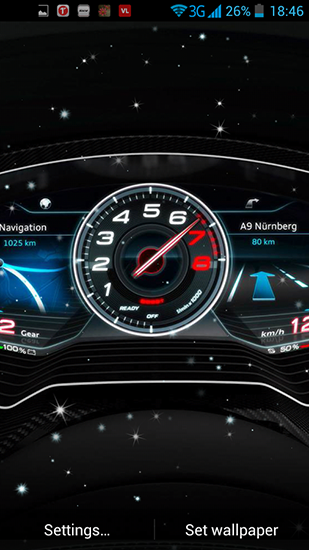 Download Car dashboard free livewallpaper for Android 4.2.2 phone and tablet.
