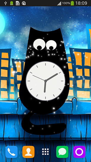 Download livewallpaper Cat clock for Android.
