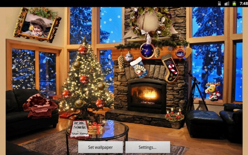 Download livewallpaper Christmas fireplace for Android.