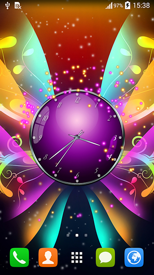 Download livewallpaper Clock with butterflies for Android.