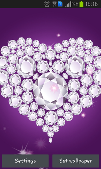 Download livewallpaper Diamond hearts for Android.